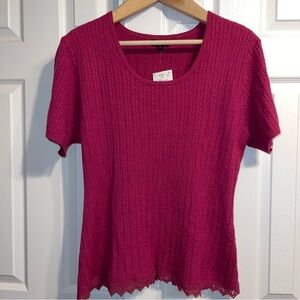 On Twelfth Women’s Pink Short Sleeved Top Knit Texture Lace Trim Size 2X NWOT